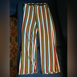 Rainbow Striped Flare Pants